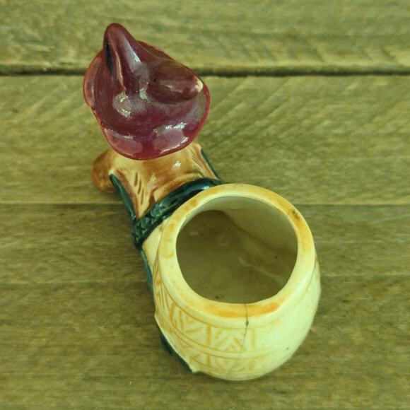 Vintage 50s Ceramic Donkey Pulling Barrel Cart Tiny Planter or Toothpick Holder - Picture 7 of 10